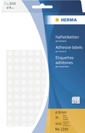 [816100] Etiket HERMA 2210 rond 8mm wit 5632stuks