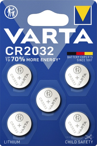 [413822] Batterij Varta knoopcel CR2032 lithium blister à 5stuk