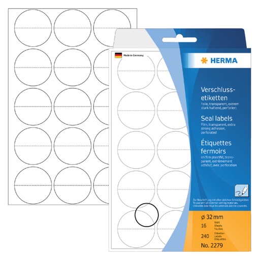 [810988] Etiket HERMA 2279 32mm transparant 240 etiketten