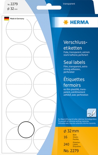 [810988] Etiket HERMA 2279 32mm transparant 240 stuks