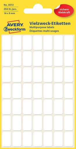 [811099] Etiket Avery Zweckform 3072 16x9mm wit 294 etiketten