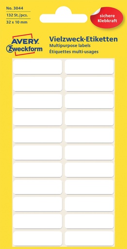 [811115] Etiket Avery 3044 32x10mm wit 132 stuks