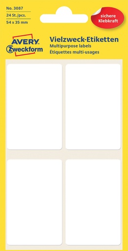 [811111] Etiquette Avery 3087 54x35mm blanc 24 pièces