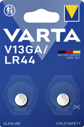 [413872] Pile bouton Varta V13GA lithium alcaline blister 2 pièces