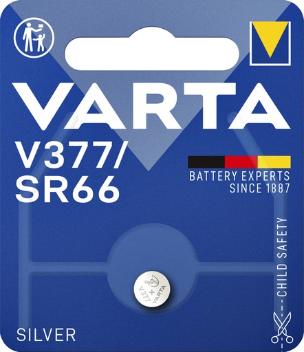 [413873] Batterij Varta knoopcel V377 horloge blister à 1stuk