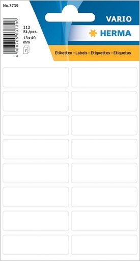 [815290] Etiquette HERMA 3739 13x40mm blanc 112 pièces