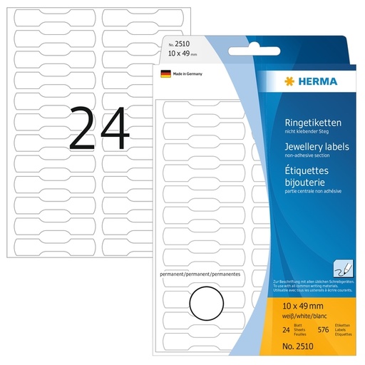 [816799] Etiket HERMA 2510 10x49mm wit 576 stuks