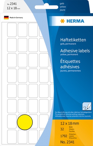 [816465] Etiquette HERMA 2341 12x18mm jaune 1792 pièces