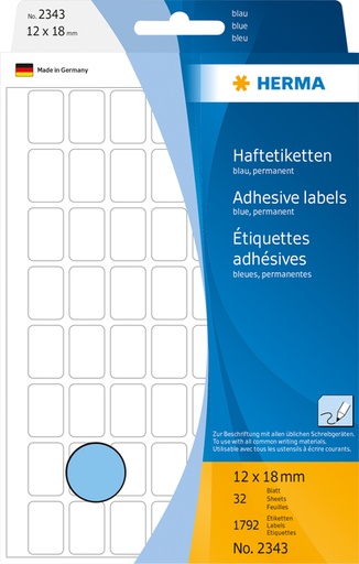 [816463] Etiquette HERMA 2343 12x18mm bleu 1792 pièces