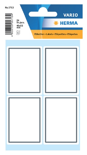 [818099] Etiket HERMA 5713 40x55mm schrift grijs kader 24 stuks