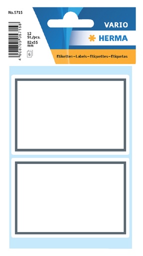 [815451] Etiquette cahier HERMA 5715 82x55mm cadre gris 12 pièces