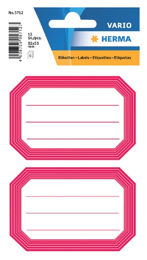 [818098] Etiket HERMA 5712 82x55mm schrift rode rand 12 stuks