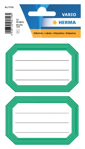 [818101] Etiket HERMA 5716 82x55mm schrift groene rand 12 stuks