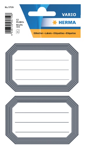 [818102] Etiket HERMA 5719 82x55mm schrift grijze rand 12 stuks