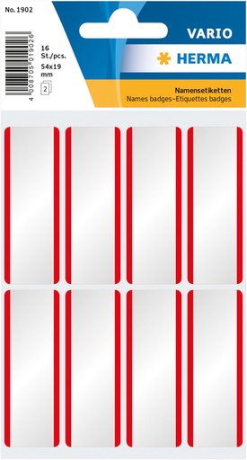 [818005] Naambadge etiket HERMA 1902 54x19mm wit/rood 16 stuks