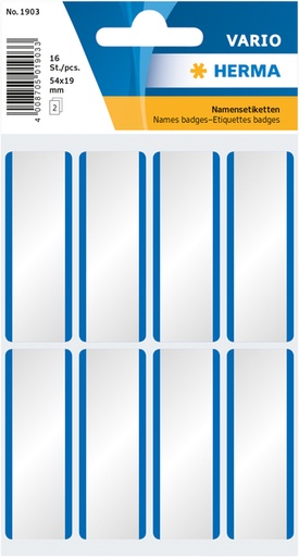 [818006] Naambadge etiket HERMA 1903 54x19mm wit/blauw 16 stuks
