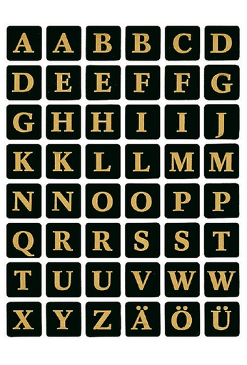 [818049] Etiket HERMA 4130 13x13mm letters A-Z zwart op goud