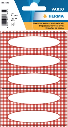 [810969] Etiket HERMA 3639 keuken ruit rood