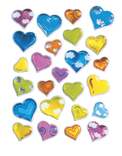 [818073] Etiquette HERMA 5217 Coeurs multicolores 3D