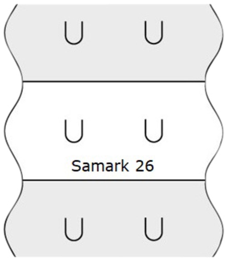 [811222] Prijsetiket 12x26mm Sato Samark wit afneembaar