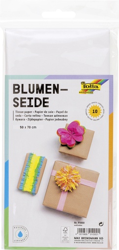 [141930] Papier de soie Folia 50x70cm 20g nr 00 blanc 5 feuilles