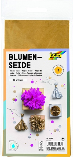 [141939] Zijdevloeipapier Folia 50x70cm 20gr nr65 goud 5 vel