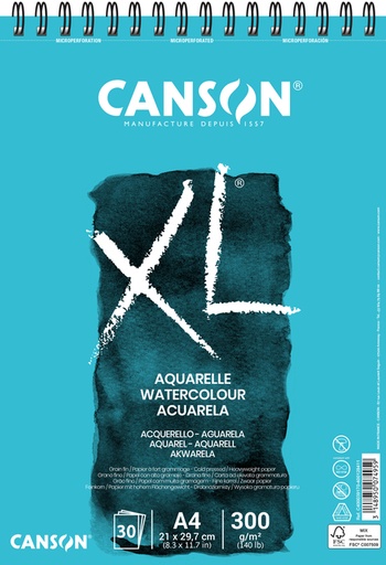 [746279] Bloc aquarelle Canson XL A4 30 feuilles 300g spirale blanc