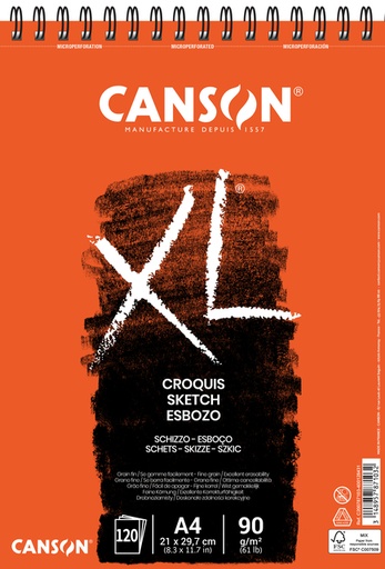 [746271] Bloc à croquis Canson XL Sketch A4 120 feuilles 90g blanc ivoire
