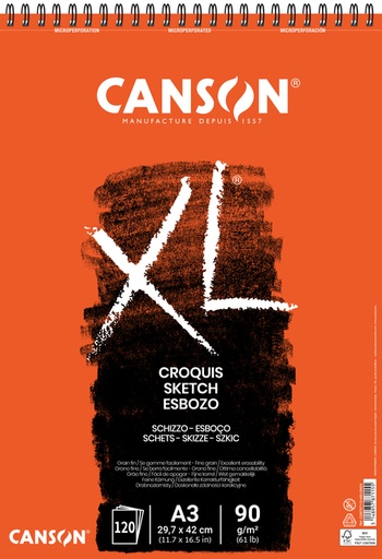 [746272] Schetspapier Canson XL Sketch 120vel 90gr A3 ivoorwit