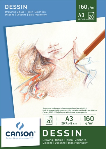 [746253] Bloc à dessin Canson A3 160g 20 feuilles