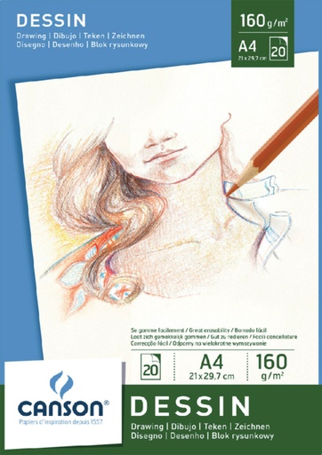 [746254] Bloc à dessin Canson A4 160g 20 feuilles