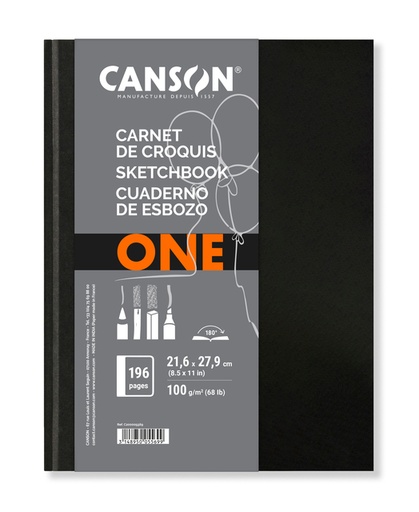 [746332] Carnet de croquis Canson Art Book One Couverture rigide 216x279mm 100 feuilles blanches 100g