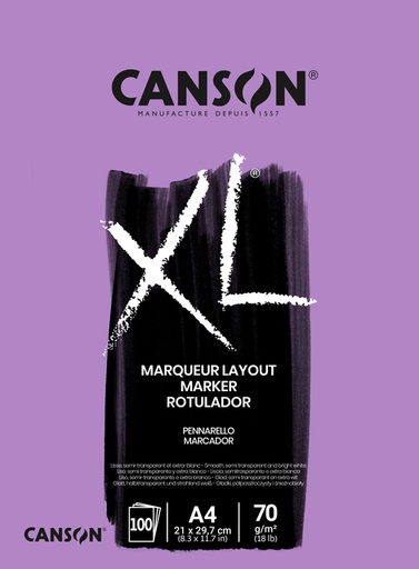 [746277] Bloc à dessin Canson XL Marker A4 70g 100 feuilles ultra blanc