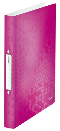 [502934] Classeur Leitz WOW A4 2 anneaux méc- O 25mm PP rose