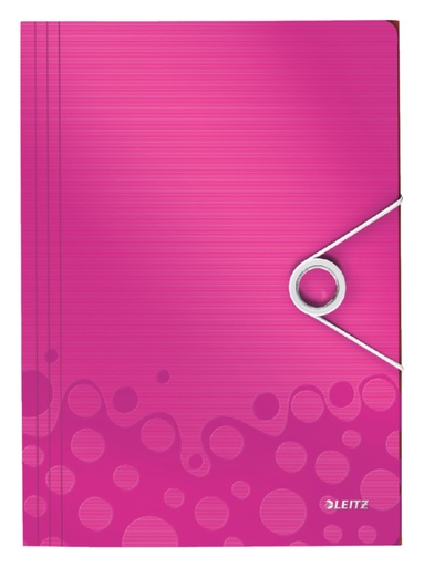 [502895] Chemise à élastique Leitz WOW A4 3 rabats PP rose