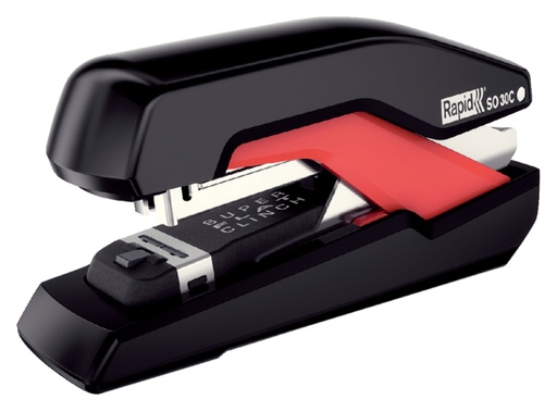 [301196] Agrafeuse Rapid SO30C demi-bande 30 feuilles 24/6 noir/rouge