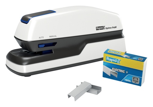 [303005] Nietmachine elektrisch Rapid Optima Grip 20vel wit/zwart