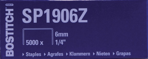 [306482] Nieten Bostitch SP1906Z staal 6mm rechte rug 5000 stuks