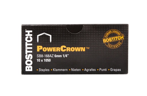 [306481] Agrafes Bostitch B8 acier SB8 6mm dos courbé 1050 pièces