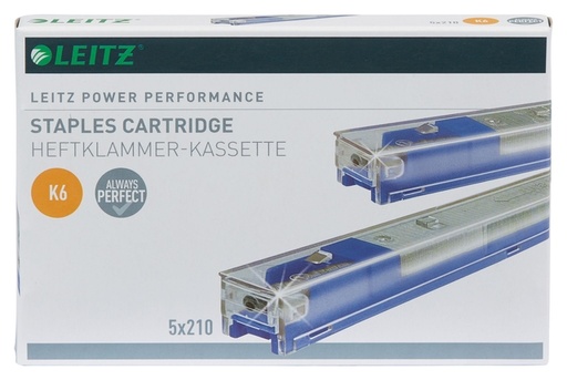 [306091] Agrafes Leitz cassette K6 26/6 zingué 5x 210 pièces