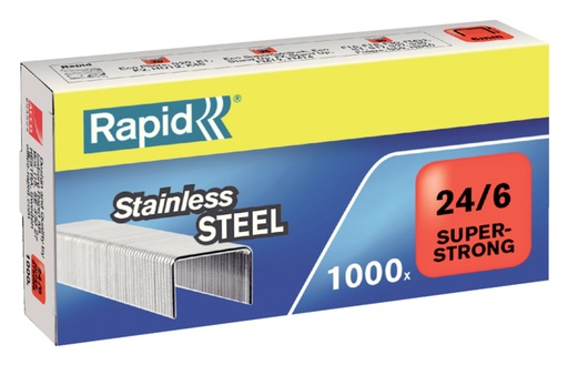 [306087] Agrafes Rapid 24/6 acier inox super strong 1000 pièces