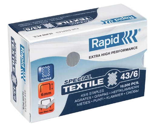 [306218] Nieten Rapid 43/6 textiel gegalvaniseerd strong 10000 stuks