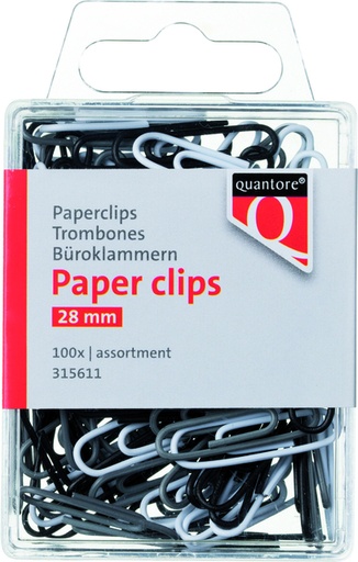 [315611] Trombone Quantore 28mm assorti blister 100 pièces