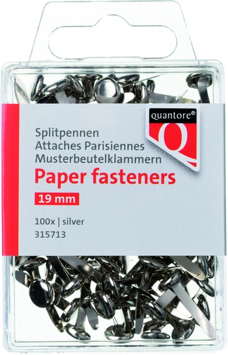 [315713] Splitpen Quantore blister 19mm zilver 100 stuks