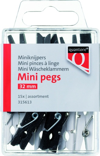 [315613] Mini pinces à linge Quantore 34mm assorti blister 15 pièces