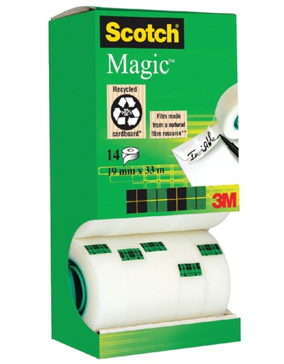 [801343] Plakband Scotch Magic 810 19mmx33m onzichtbaar mat 12+2 gratis