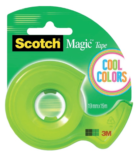 [801346] Ruban adhésif Scotch 810 19mmx19m invisible + dévidoir Cool Colors