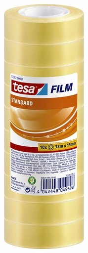 [800280] Plakband tesafilm® Standaard 33mx15mm krimp transparant 10 rollen