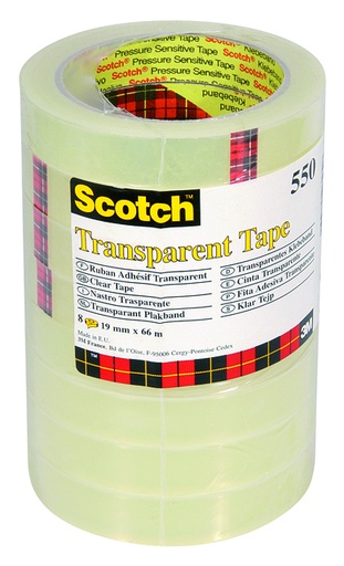 [800212] Ruban adhésif Scotch 550 66mx19mm transparent 8 rouleaux