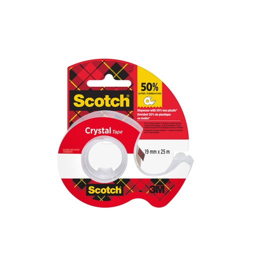 [800249] Plakband Scotch Crystal 600 19mmx25m transparant + handdispenser